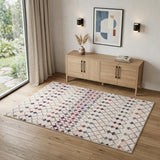 4' X 6' White Modern Geometric Grid Area Rug