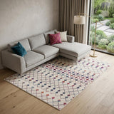 7' X 10' White Modern Geometric Grid Area Rug