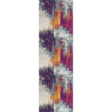 20' Gray Ivory And Magenta Abstract Runner Rug