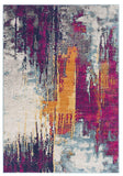 3' X 5' Gray Ivory And Magenta Abstract Area Rug