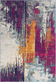 5' X 7' Gray Ivory And Magenta Abstract Area Rug