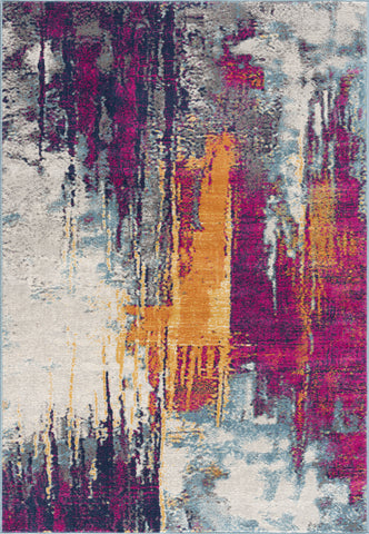 6' X 9' Gray and Purple Abstract Area Rug