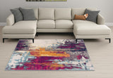 6' X 9' Gray and Purple Abstract Area Rug
