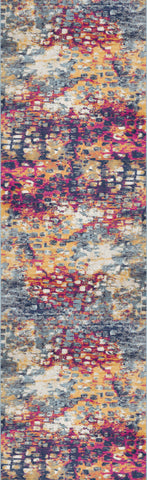 20' Blue And Ivory Abstract Runner Rug