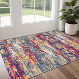 2' X 4' Blue and Ivory Abstract Area Rug
