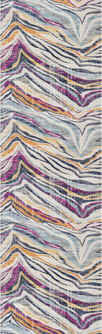 2' X 4' Blue and Gold Abstract Area Rug
