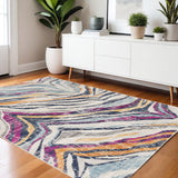 4' X 6' Blue and Gold Abstract Area Rug