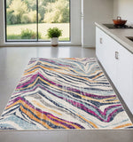 4' X 6' Blue and Gold Abstract Area Rug
