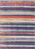 2' X 5' Blue And Ivory Striped Area Rug