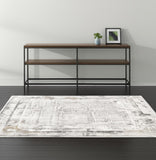 4' X 6' Gray and Ivory Abstract Power Loom Area Rug