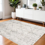 4' X 6' Gray and Ivory Abstract Power Loom Area Rug