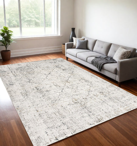 5' X 7' Gray and Ivory Abstract Area Rug