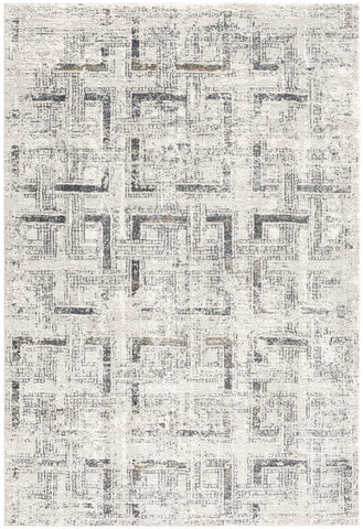 5' X 8' Gray and Ivory Abstract Power Loom Area Rug