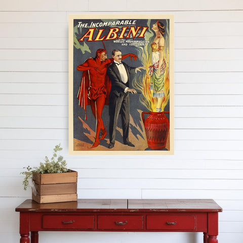 20" X 28" The Incomparable Albini Vintage Magic Poster Wall Art