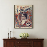 30" X 24" Houdini King Of Cards Vintage Magic Poster Wall Art