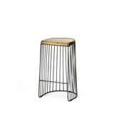 29" Black Solid Wood and Metal Backless Bar Chair