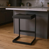 26" Black Solid Wood And Metal Backless Counter Height Bar Chair