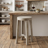 26" Brown Wood Backless Counter Height Bar Chair