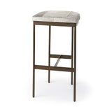 35" Gold Leather and Metal Backless Bar Chair