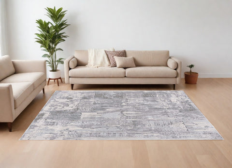 6' X 9' Blue Abstract Power Loom Area Rug