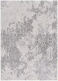 5' X 8' Gray And Ivory Damask Area Rug