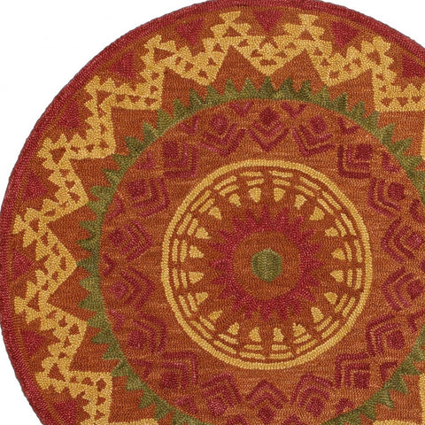 6' Round Orange Decorative Area Rug