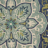 6' Blue And Green Wool Geometric Hand Tufted Round Rug