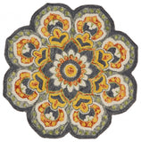 6' Gray Wool Geometric Hand Tufted Round Rug