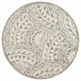 6' Gray Round Wool Geometric Hand Tufted Area Rug
