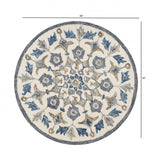 4' Round Blue Floral Oasis Area Rug