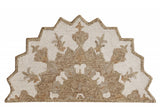 2' X 4' Tan and Beige Wool Medallion Hand Woven Half Circle Area Rug