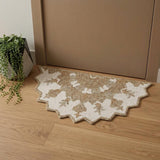 2' X 4' Tan and Beige Wool Medallion Hand Woven Half Circle Area Rug