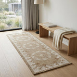 2' X 7' Tan Retro Modern Medallion Runner Rug