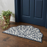 2' X 4' Navy And White Decorative Hearth Rug