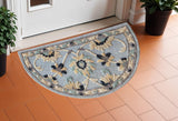2' X 4' Blue And Beige Wool Hand Woven Area Rug
