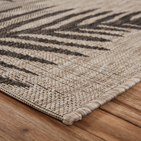 5' X 7' Beige And Gray Palm Leaf Indoor Outdoor Area Rug