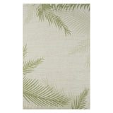 5' X 7' Beige And Green Palm Leaf Indoor Outdoor Area Rug