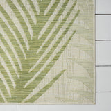 5' X 7' Beige And Green Palm Leaf Indoor Outdoor Area Rug