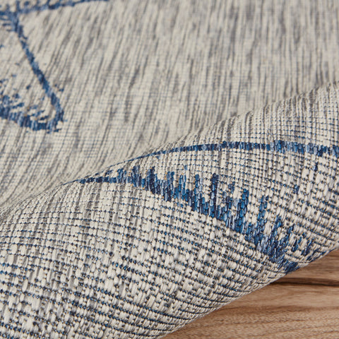 5' X 7' Blue And Gray Starfish Indoor Outdoor Area Rug