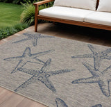 8' X 9' Blue And Gray Starfish Indoor Outdoor Area Rug