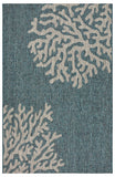 5' X 7' Blue And Gray Coral Indoor Outdoor Area Rug
