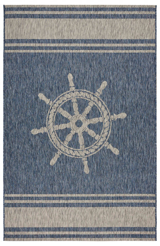 5' X 7' Blue And Gray Indoor Outdoor Area Rug