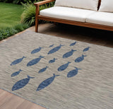 8' X 10' Gray Indoor Outdoor Area Rug
