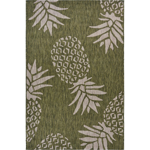 8' X 10' Coral And Yellow Abstract Washable Indoor Outdoor Area Rug
