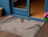 2' X 3' Beige Palm Leaf Indoor Outdoor Area Rug