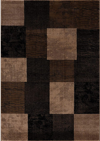 8' X 11' Black And Brown Geometric Distressed Area Rug