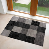 3' X 5' Gray Checkered Power Loom Area Rug