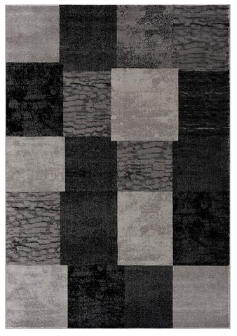 3' X 5' Gray Checkered Power Loom Area Rug