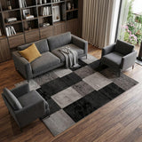 6' X 9' Black And Gray Geometric Distressed Area Rug
