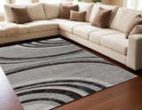 5' X 7' Gray Abstract Dhurrie Area Rug